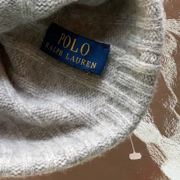 Polo Ralph Lauren Men’s Merino Wool  Cuffed Beanie Signature Logo Grey NEW - Picture 4 of 4